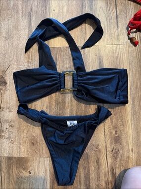 Amazing Lace Black Shimmer Bandeau Bikini Set